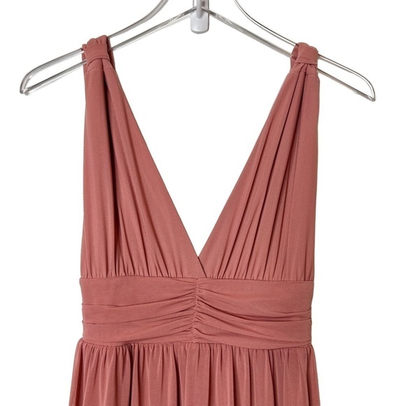 Lulu’s Mesmerized By Love Rusty Rose Mesh Lace Up Bridesmaid Maxi Dress Sz M - Picture 4 of 13